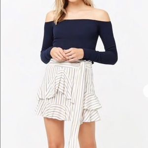 Forever 21 Striped Ruffle Tie Skirt